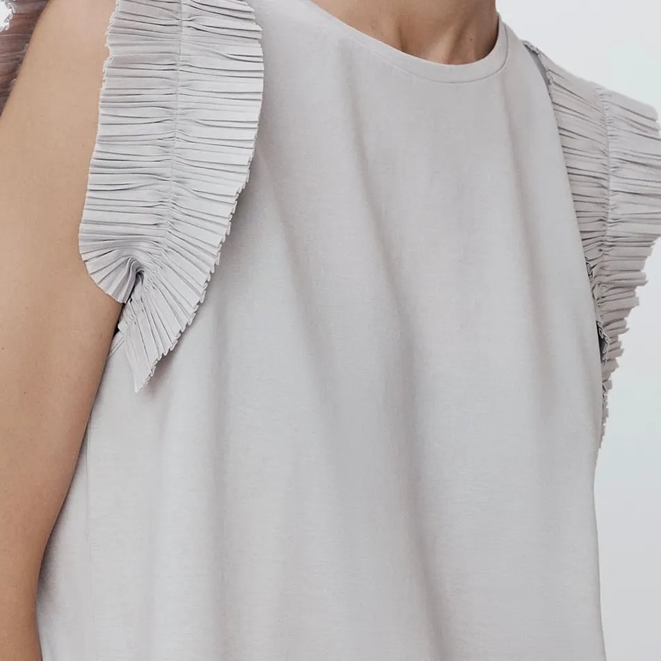 NWT Zara Light Grey Contrast Top Size Small - Image 2