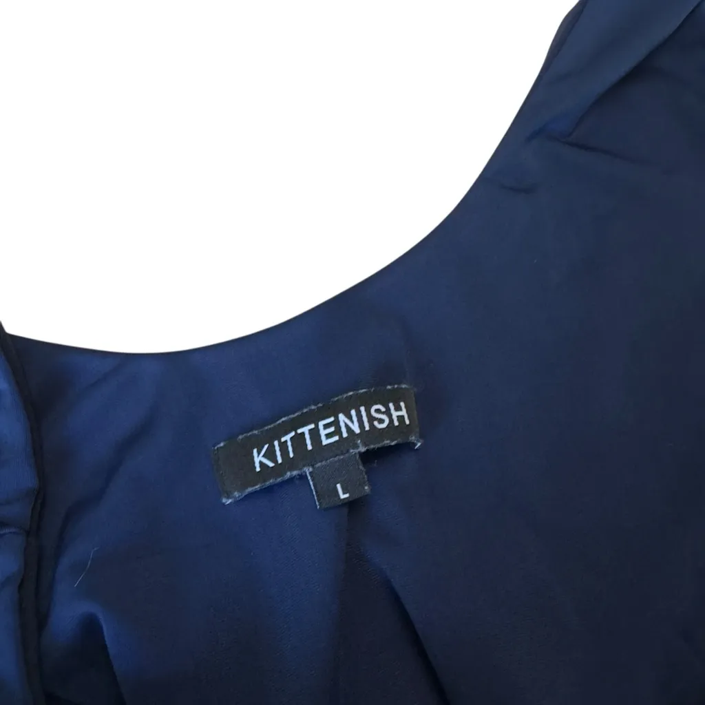 Kittenish Navy Blue Scoop Neck One Piece Swimsuit Large Minimalist Capsule EUC - Image 6