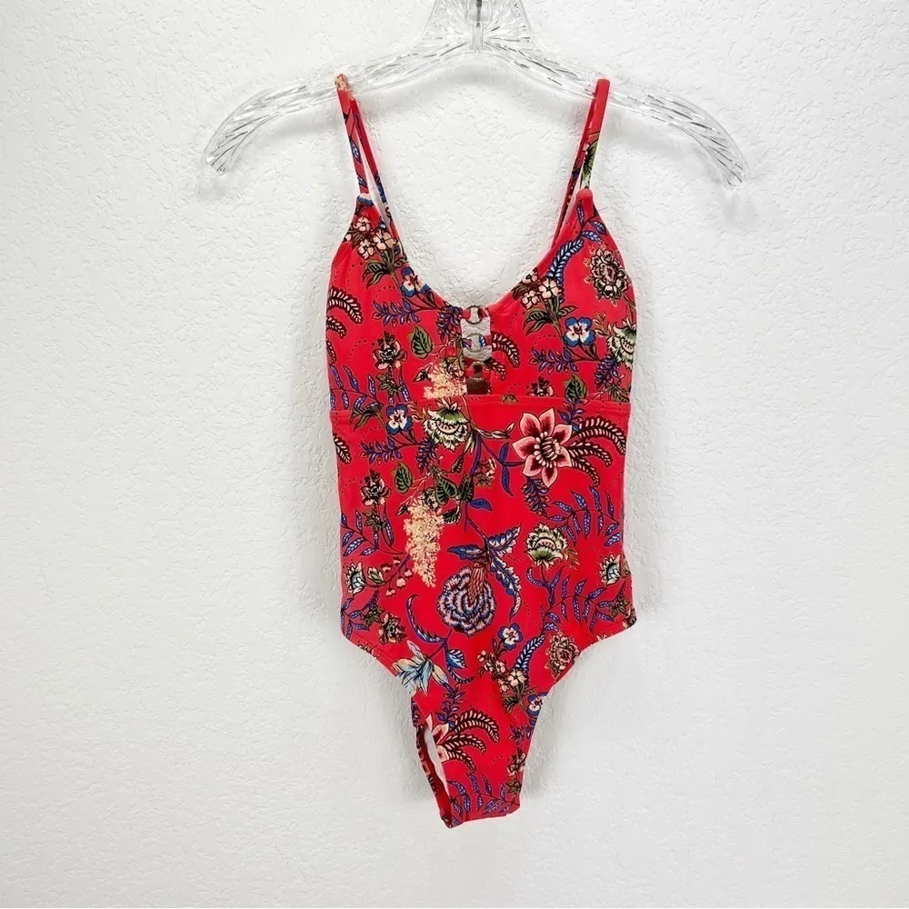 NEW Ella Moss Floral Romance One Piece Swimsuit Red Size Small S - Image 2