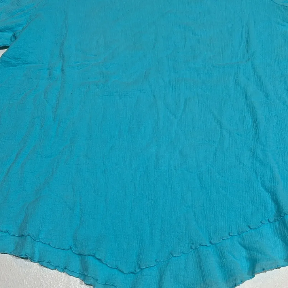 SOFT SURROUNDINGS Large Siesta Key Tunic Top Teal Gauze Cotton Layered. - Image 3