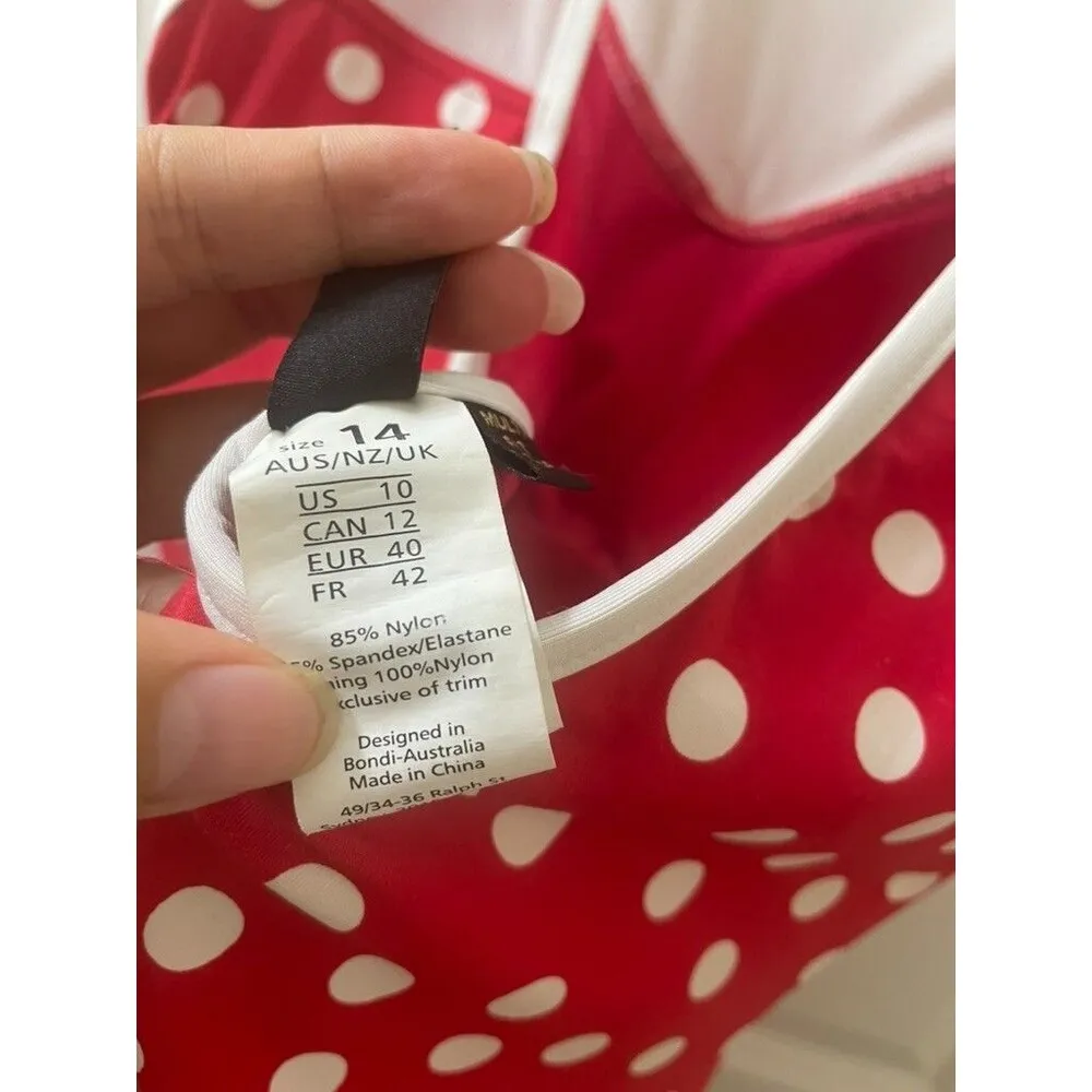 Niptuck Multifit Cup Red Polka Dot Ruched One Piece Swim Bathing Suit Pinup 10 - Image 9