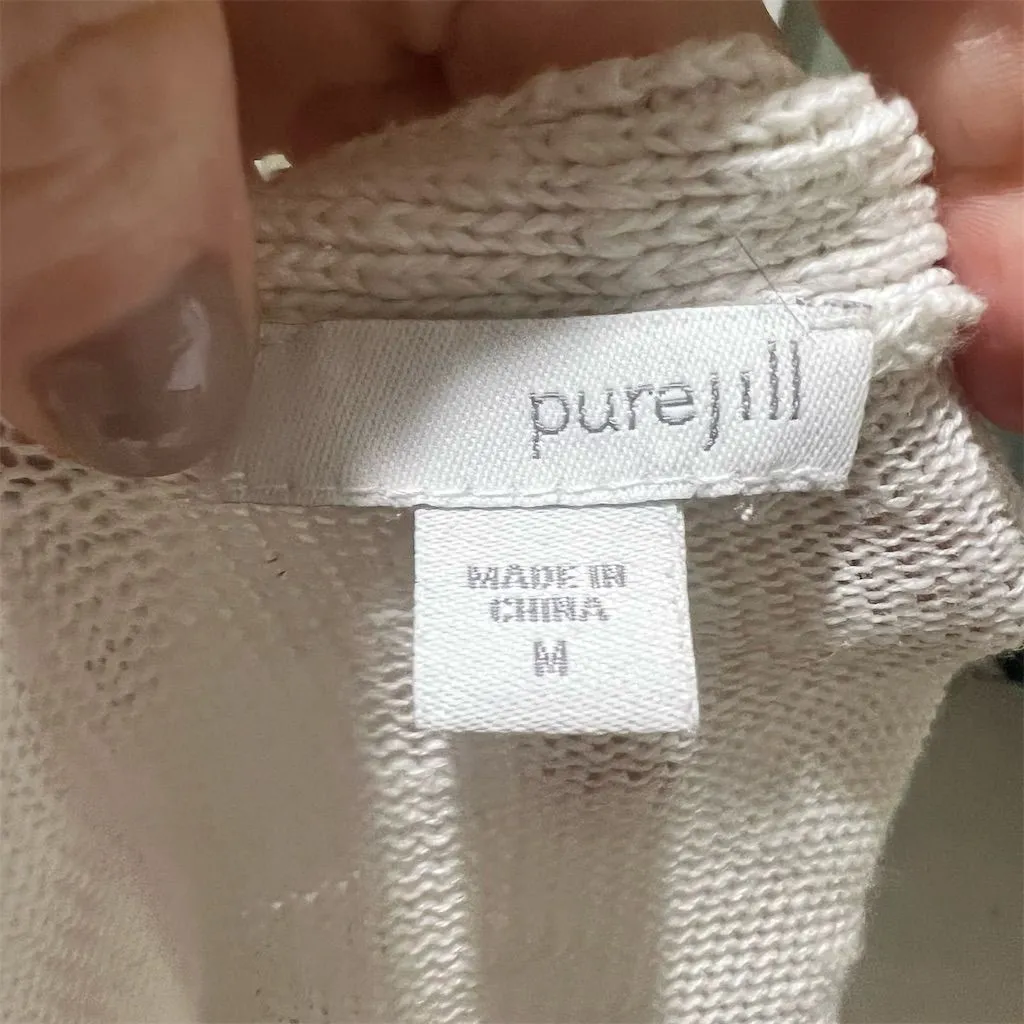 Pure Jill Women's Ivory Open Front Cardigan Sweater Size M Standard Size M - Image 11