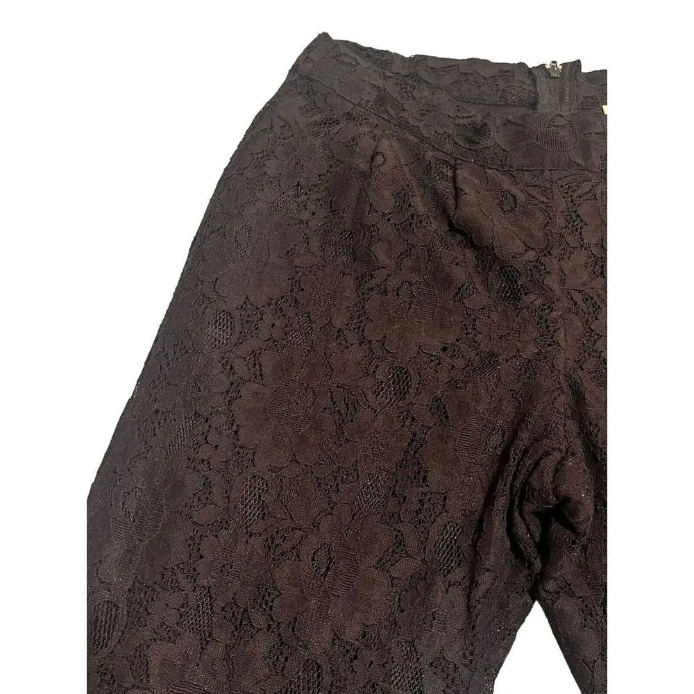 Lily White Leggings Womens XS Pants Black Lace Zip Back Tapered Ankle Cropped - Image 3