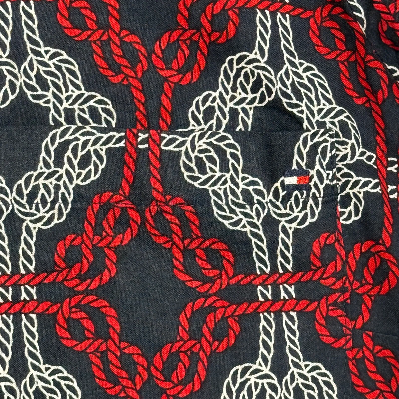 Tommy Hilfiger Abstract Roll Tab Sleeve Cotton Utility Shirt Sz L Preppy Coastal - Image 5