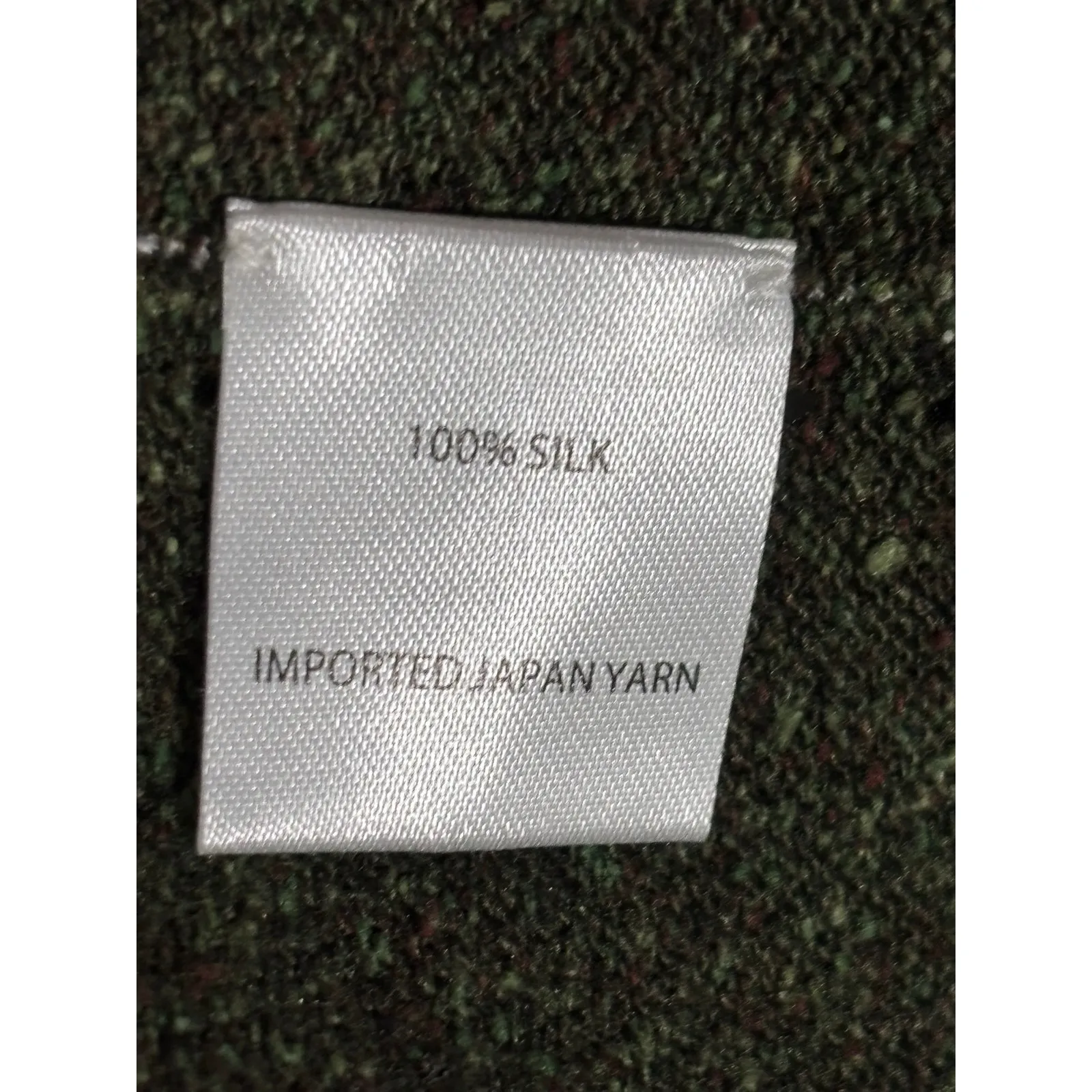 SOH 100 Percent Silk Green Fleck Button Front Knit Sweater Cardigan Medium - Image 9