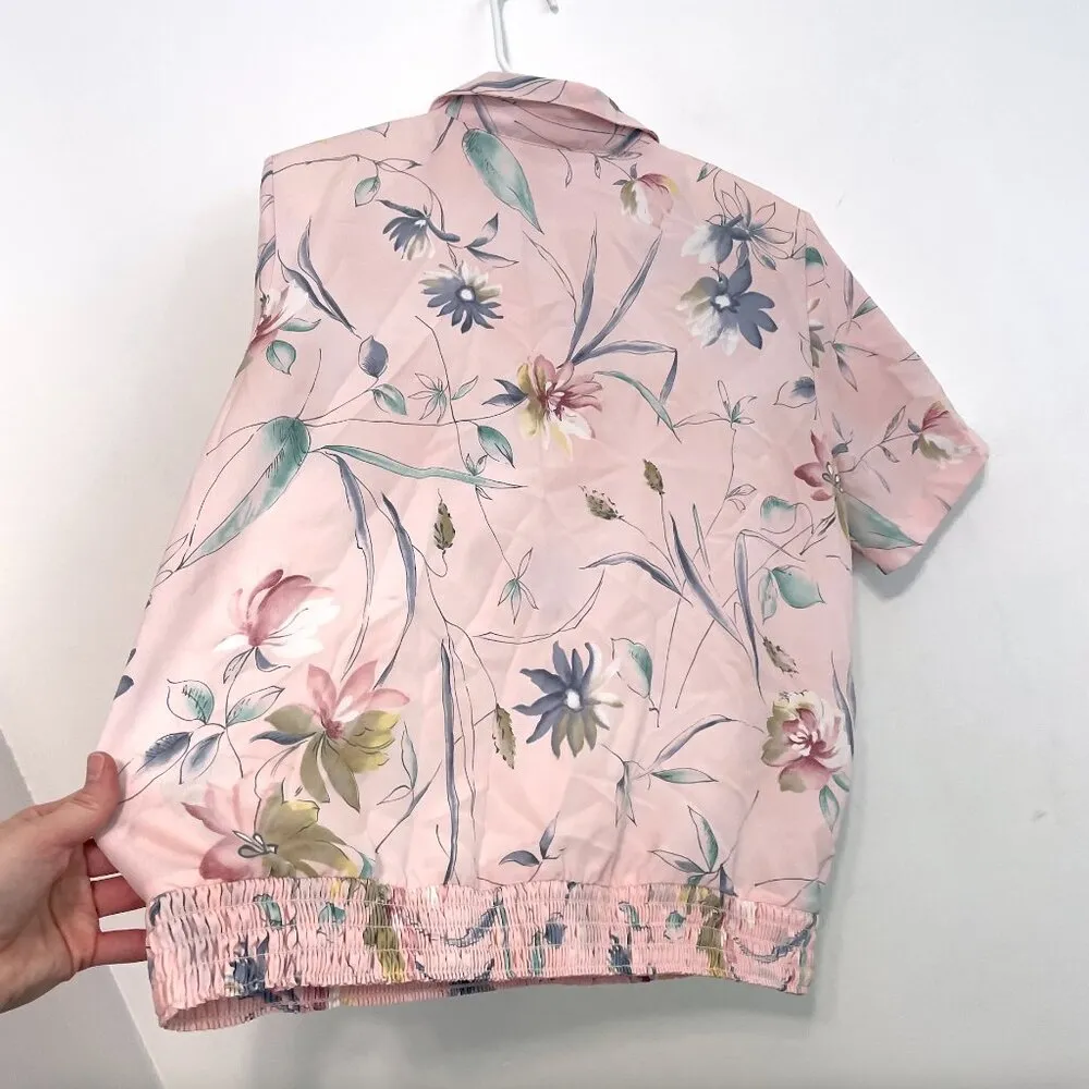 VINTAGE VTG ALFRED DUNNER Light Baby Pink Floral Short Sleeve Popover Blouse 14 - Image 14