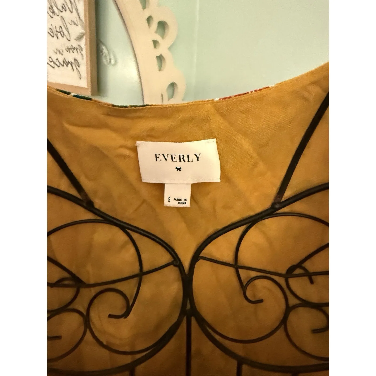 Everly Size Small Wrap Dress Mustard Yellow‎ Floral Boho Women's - Image 4