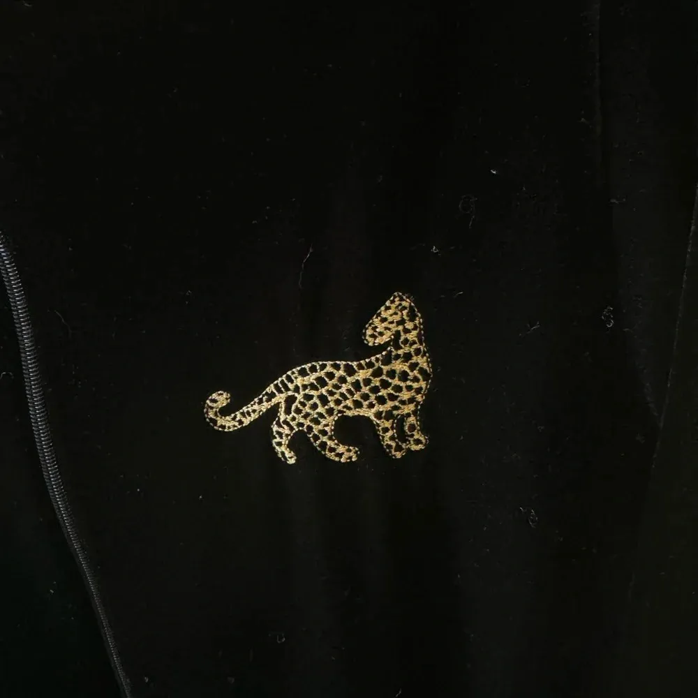 Vintage Amanda Stewart intimates animal print leopard cheetah house robe velour Black Size undefined - Image 2