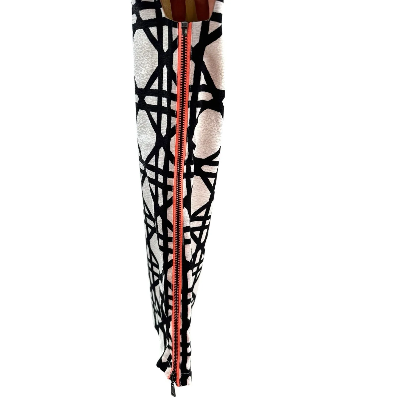 Dress Forum‎ Los Angeles Geometric Print Sheath Dress Small Black White Neon Zip - Image 2