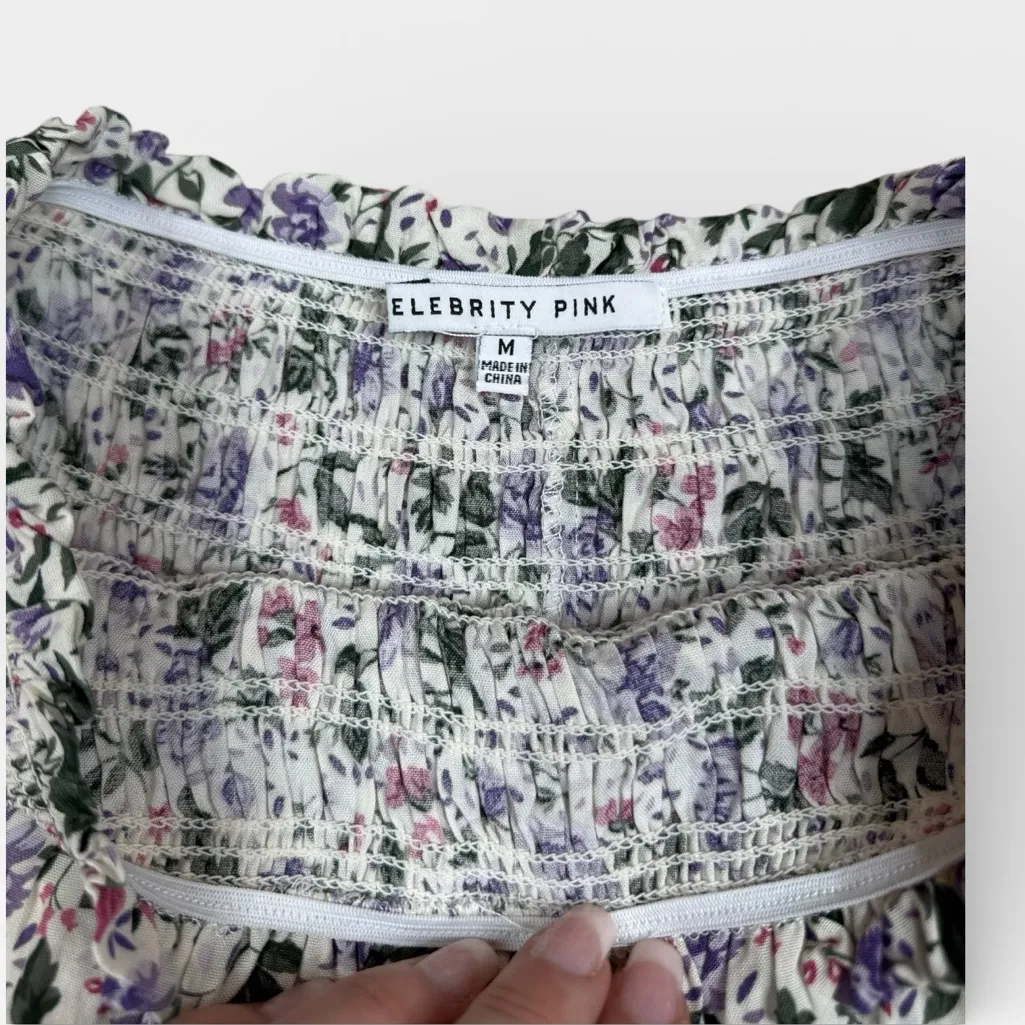 Celebrity Pink Mini Skirt Womens Size M White Purple Pink Floral Mini Casual - Image 10