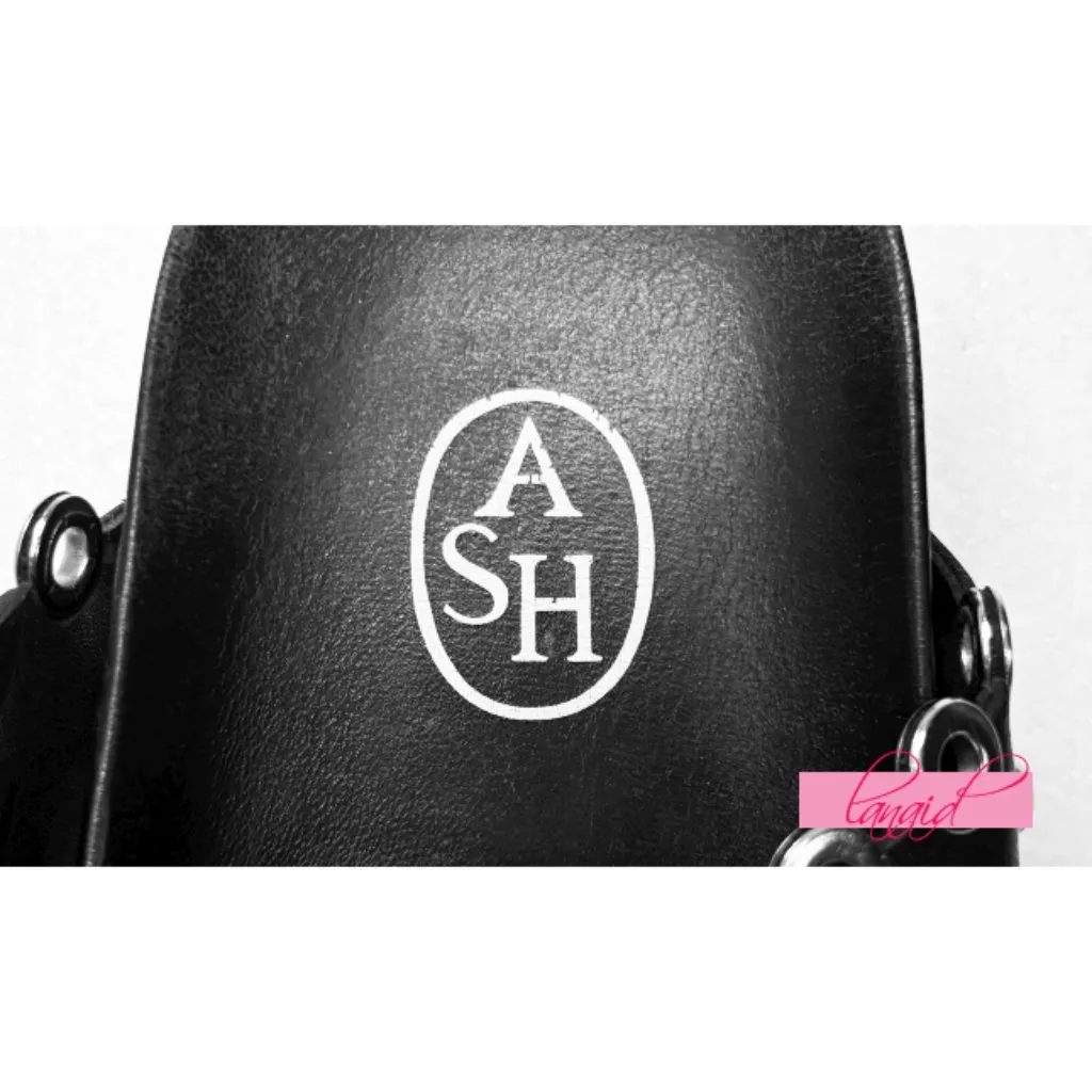 Ash Universe Slide Sandal Black Leather Studded Crystals Birks Flats Edgy Gothic - Image 14