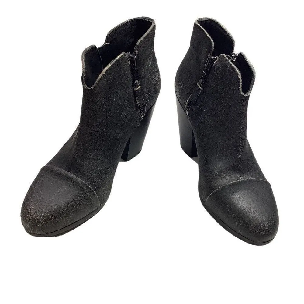 Rag & Bone Margot Black Distressed Leather Booties - Image 2