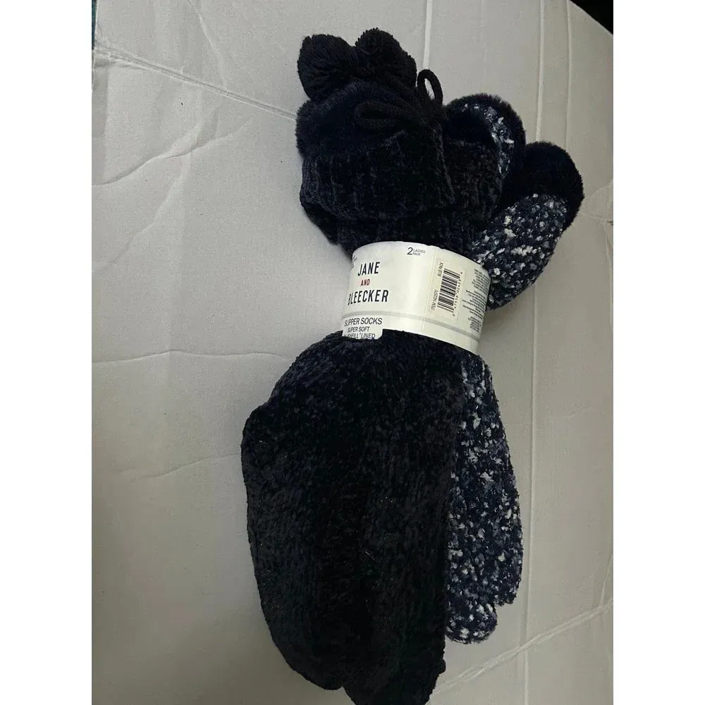 Jane and Bleecker Women’s Super Soft Plushfill Lined Slipper Socks NWT Blue - Image 3