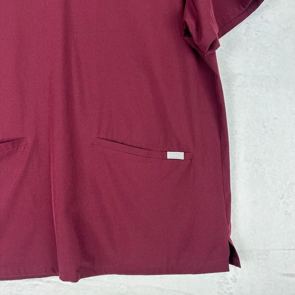 Casma Three Pocket Scrub Top Size XL Burgundy Nurse Medical Doctor - Image 7