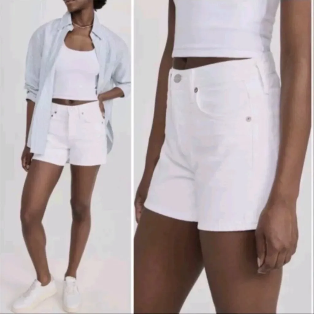 Agolde Parker Long White Denim Jean Shorts Size 31 (12) New! - Image 4