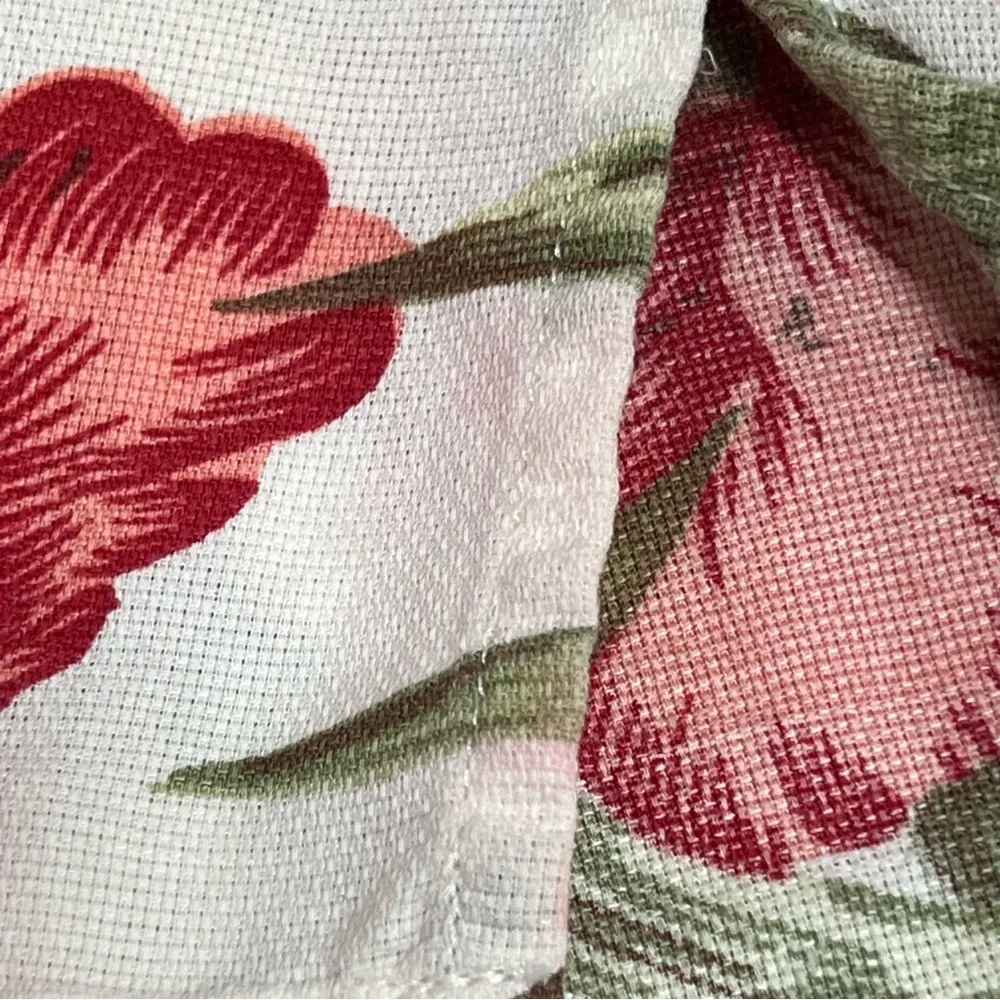 Lemon Grass PL Dope embroidery unisex Tropical Floral button up top linen blend Red Size undefined - Image 14