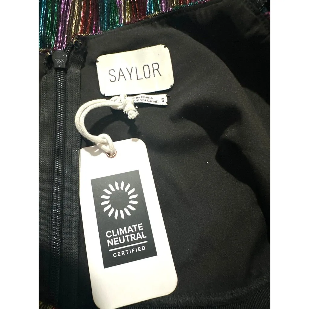 Saylor Aviva Dress in Rainbow Small New Womens Metallic Knit Midi - Image 7