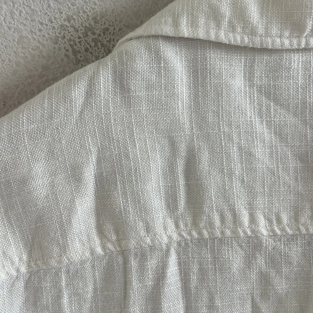 Zara Button Front Collar Textured Linen Blend Top Blouse Shirt Medium - Image 6