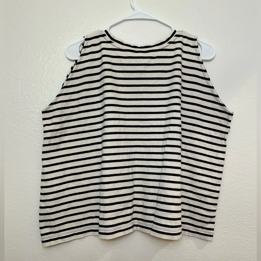 We The Free Women’s Black and White Striped Oversized High Slit Tank Top Size XS - Image 10
