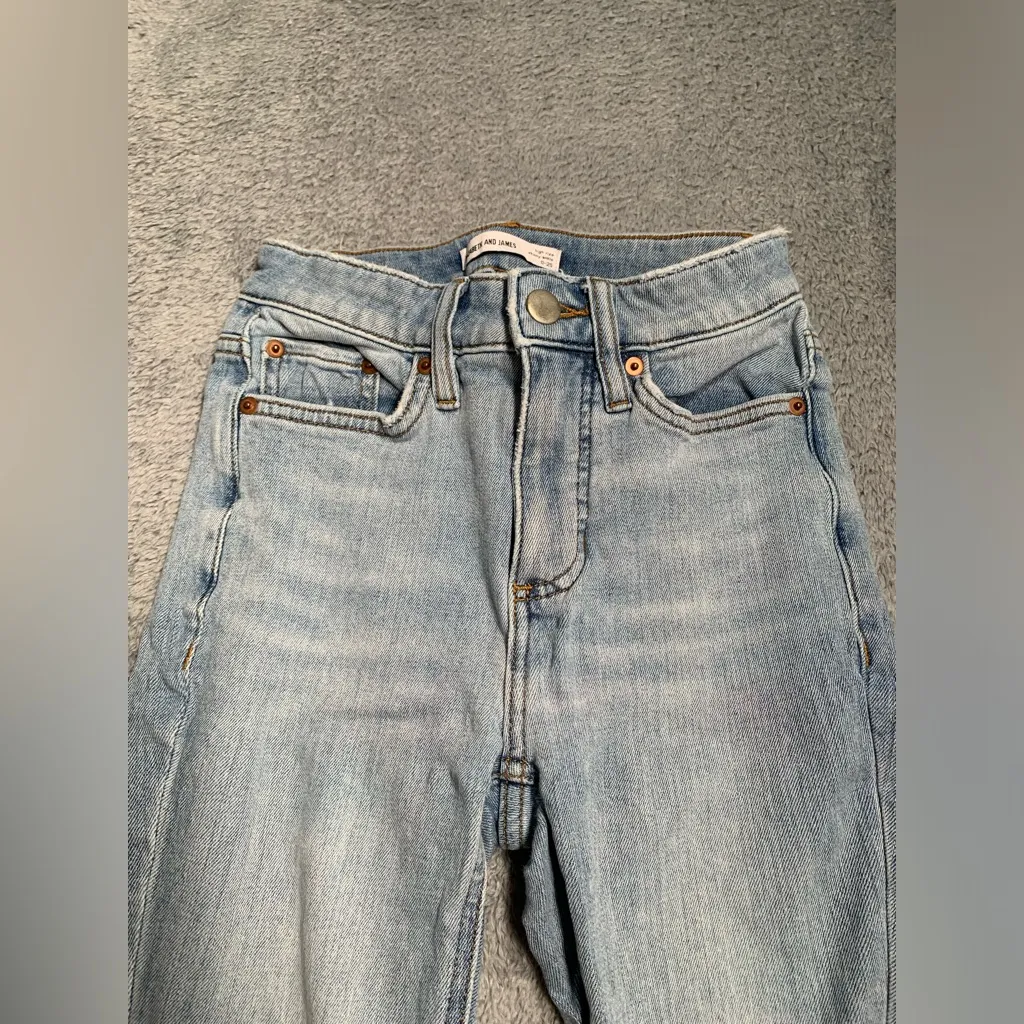 Elizabeth and James Distressed Light Blue high rise skinny ankle Jeans 0-25 - Image 4