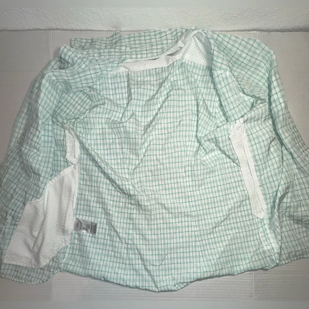 Eddie Bauer Shirt Womens M Button Up Blouse‎ Top Plaid Long Sleeve Green Travex - Image 6
