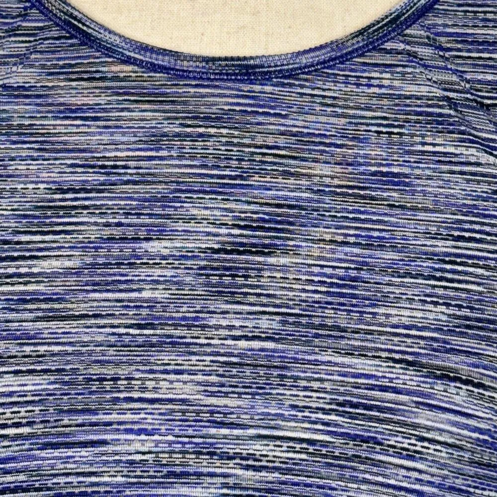 Athleta Medium Space Block Fastest Track Tee Top Ruched Space-Dye Short Sleeves - Image 2