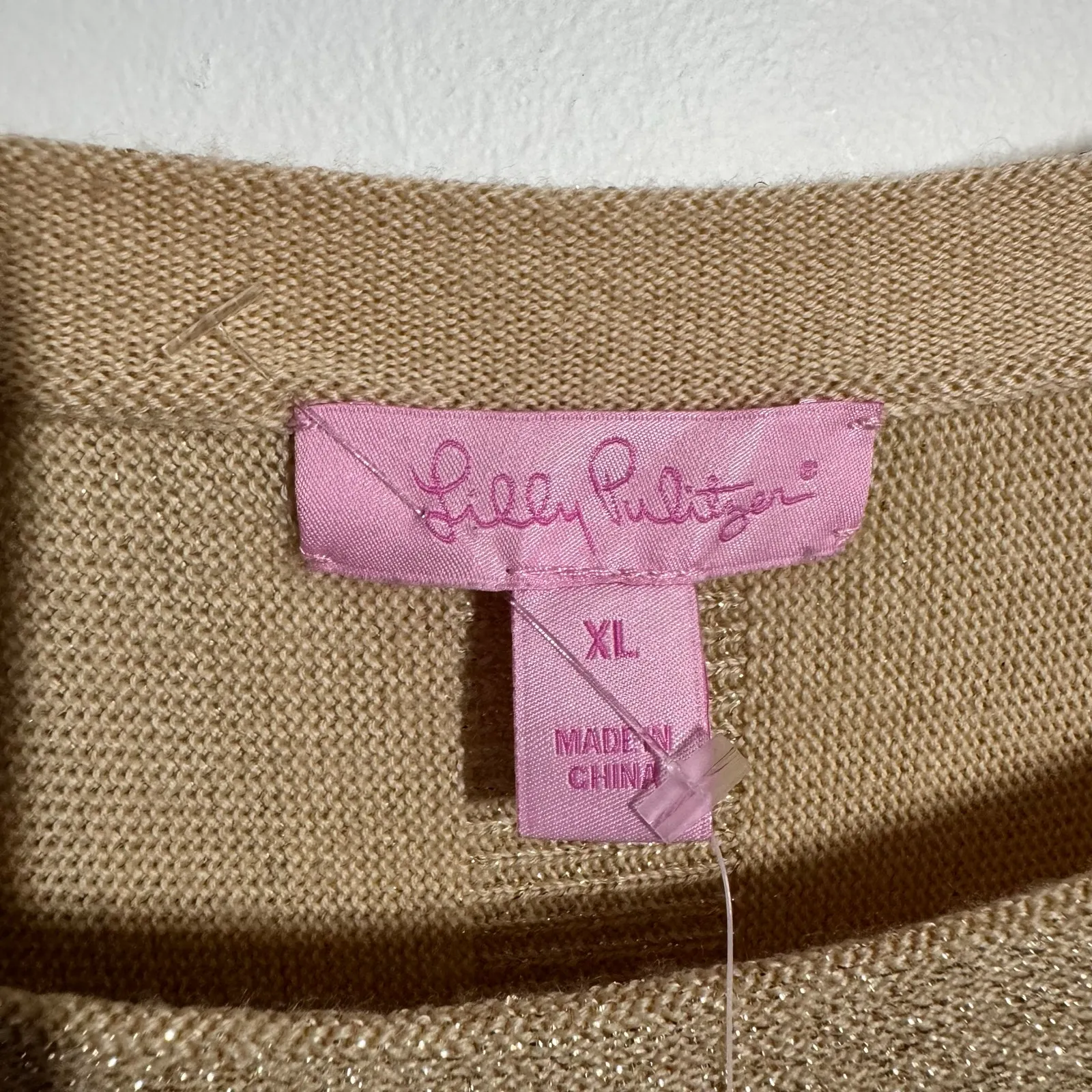 Lilly Pulitzer Bloomfield Sweater Dress NWT Women XL Gold Sparkle Merino Wool - Image 5