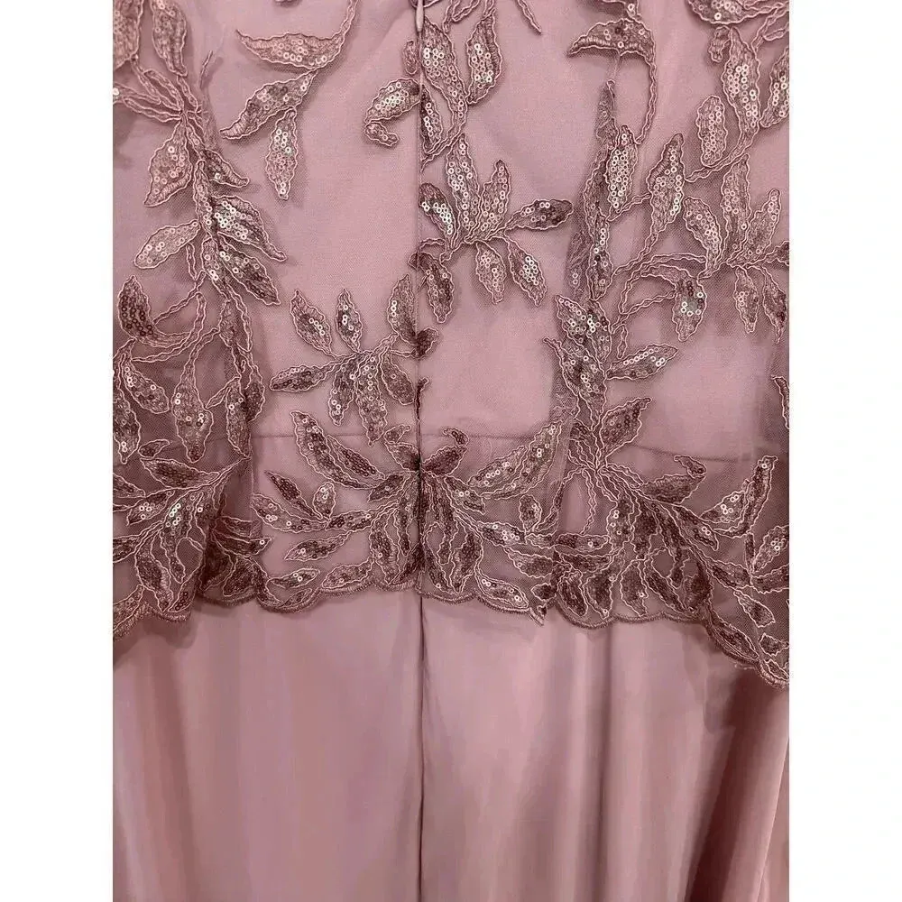 NWT! Le Bos embroidered tiered pink maxi gown Size 18 - Image 8