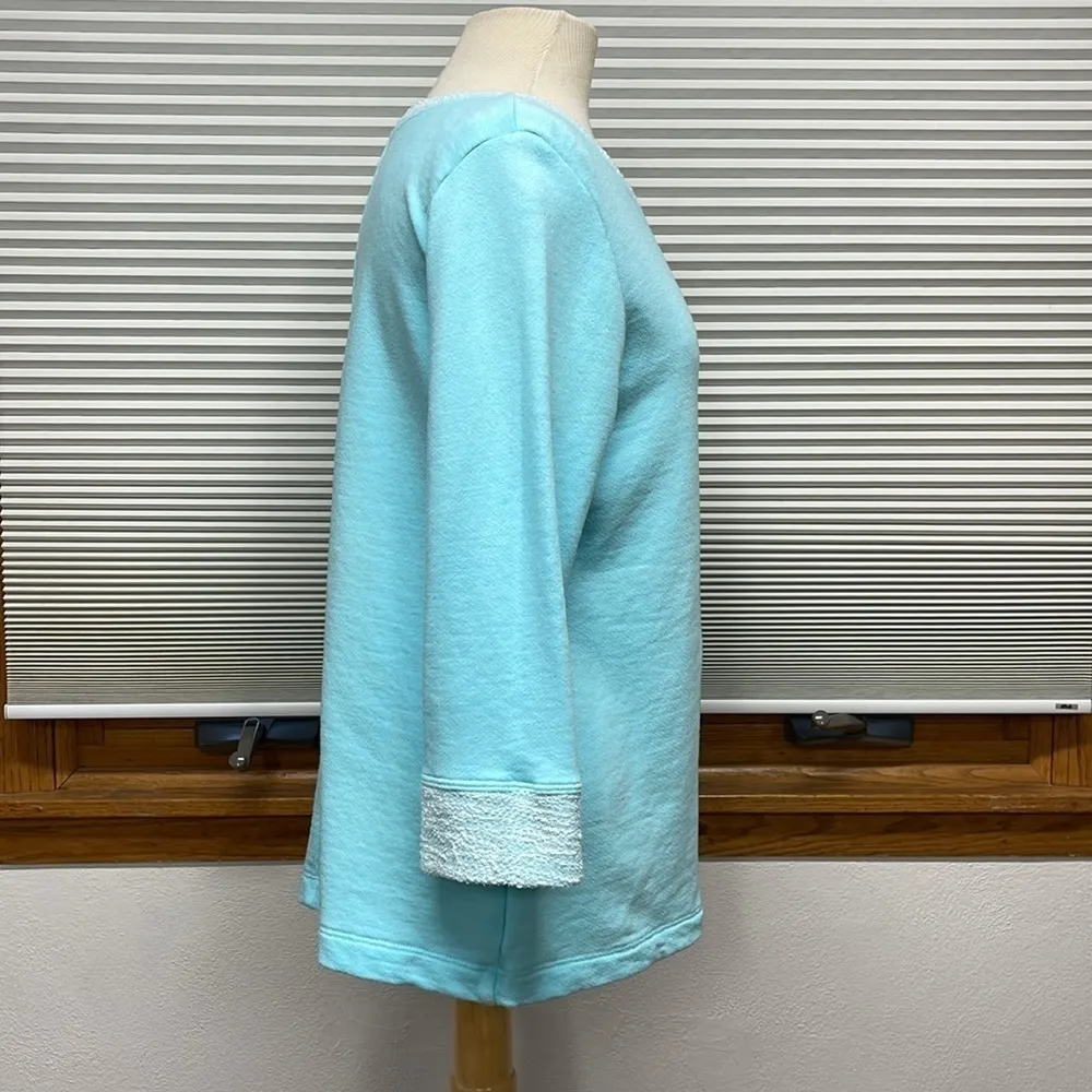 Fresh Produce Aqua Swimming Blue Sunset French Terry Sweatshirt Size XS - Image 4