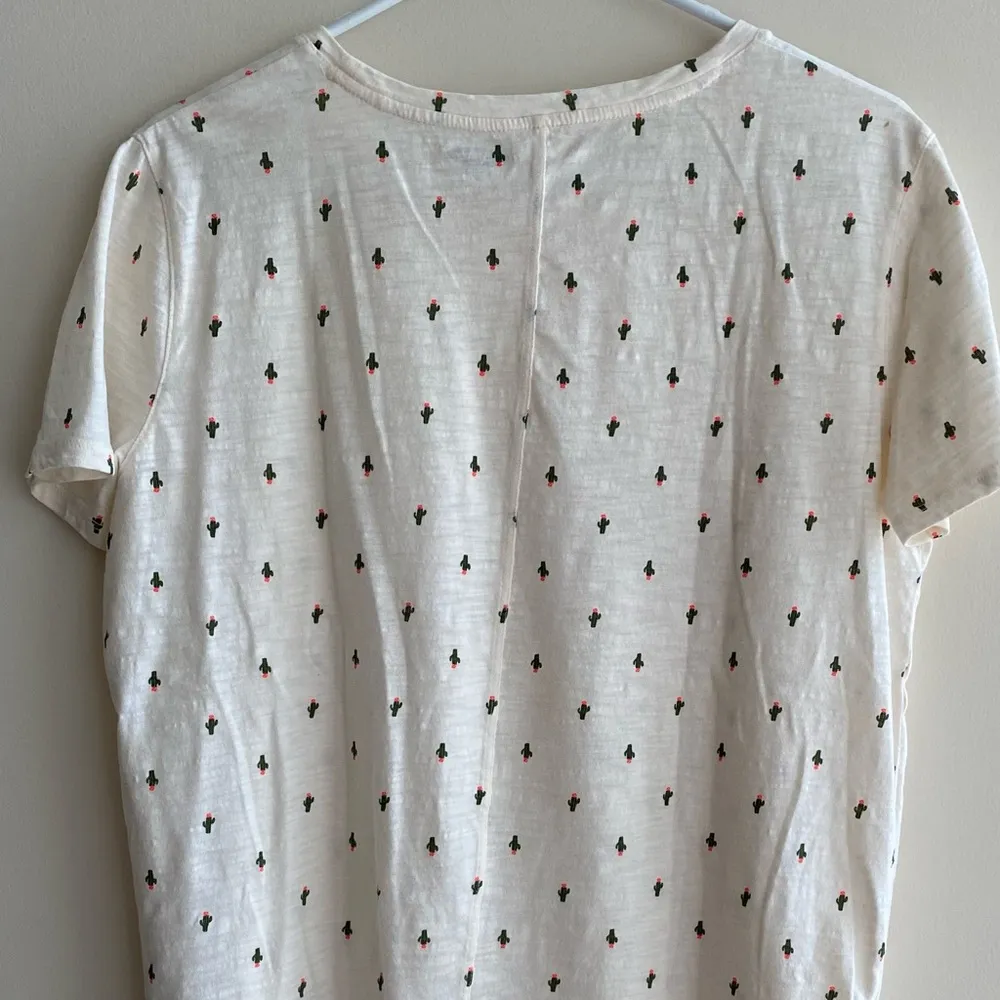 Boyfriend Tee with Pocket, Cactus Print T-Shirt, Size M - Image 16