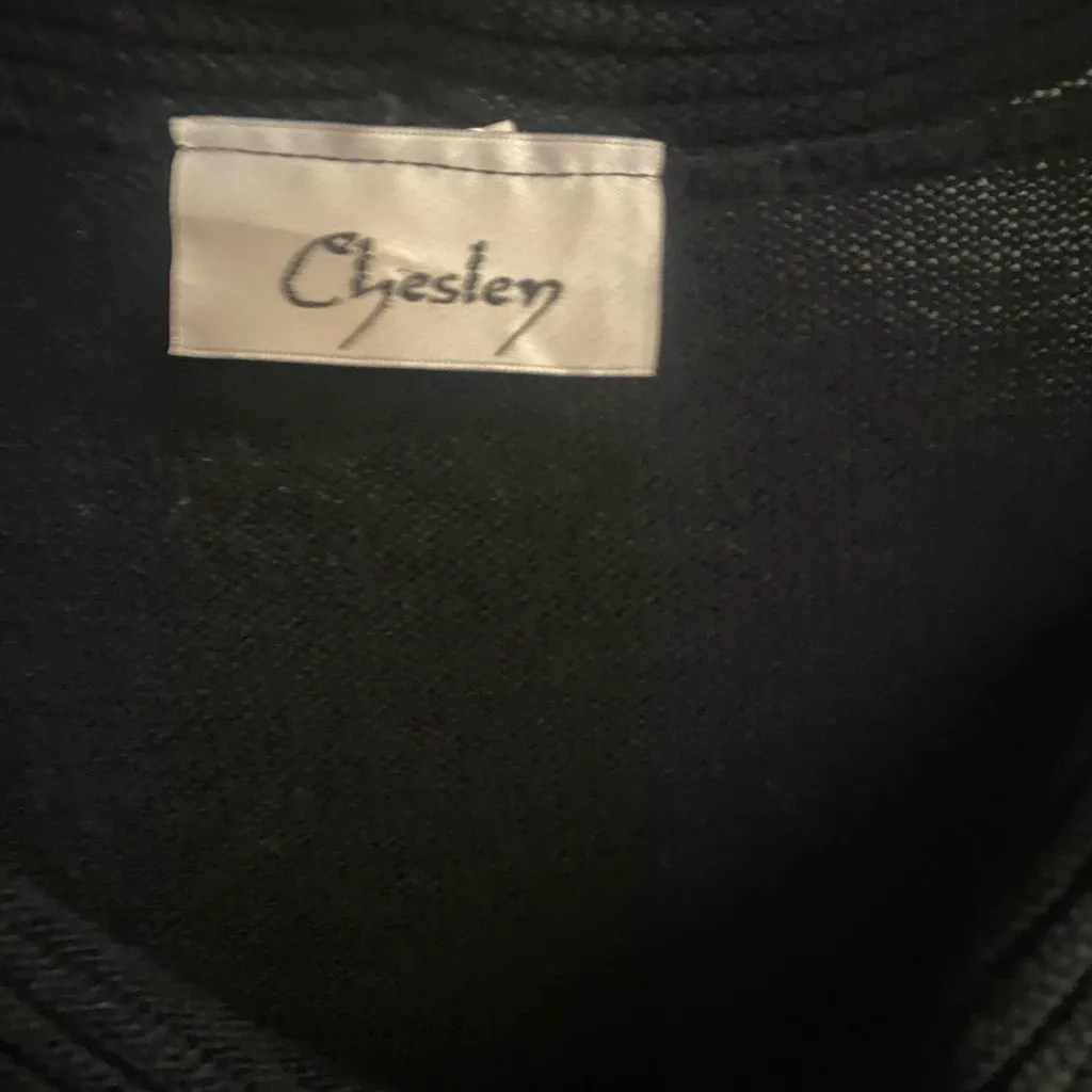 Chelsey Womens Short Sleeve Black Cowl Neck Sweater S Small 34” Gray Accents - Image 3