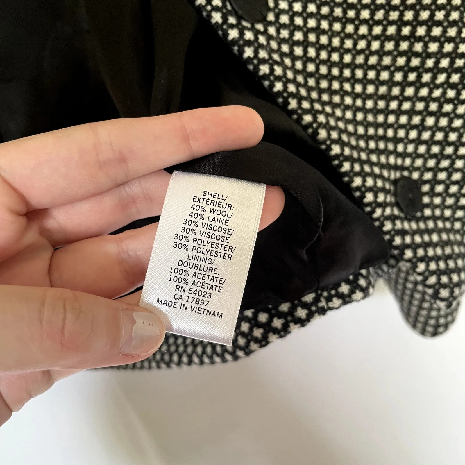 Banana Republic wool black and white checkered cropped business casual jacket 4 - Image 6