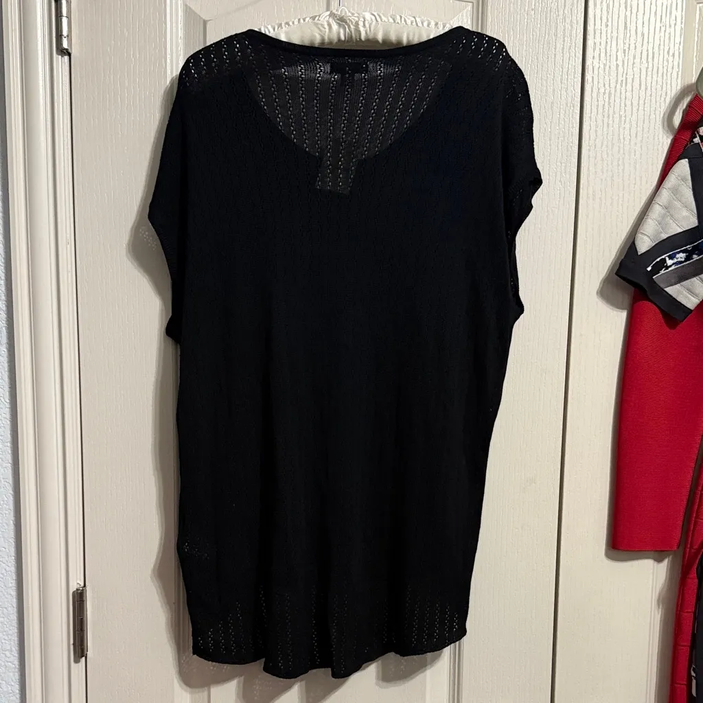 Lucky Brand NWT  Black Embroidered Sweater Poncho XS/S - Image 3