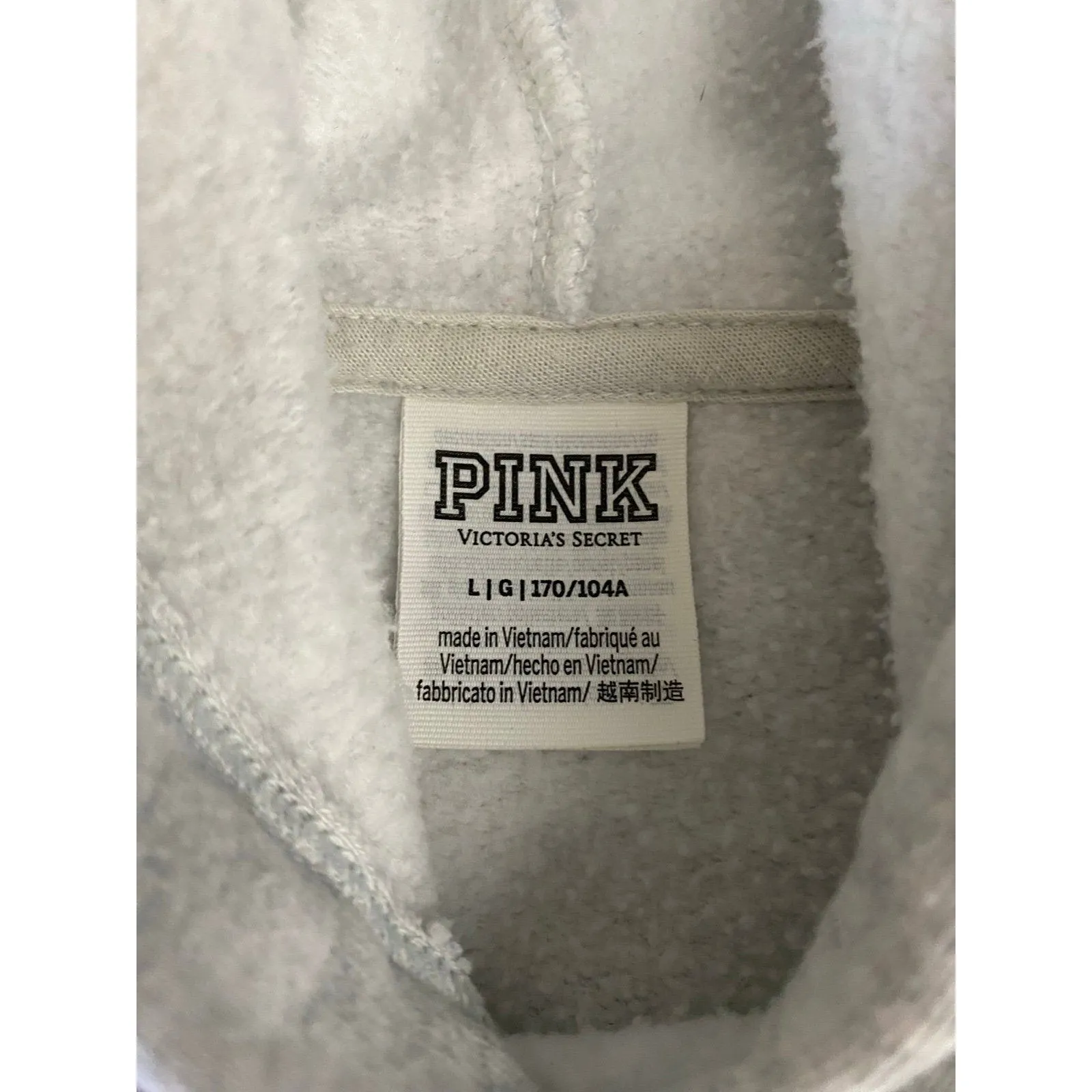 Victoria’s Secret PINK Oversized Fleece Hoodie – Light Gray – Size Large - Image 3