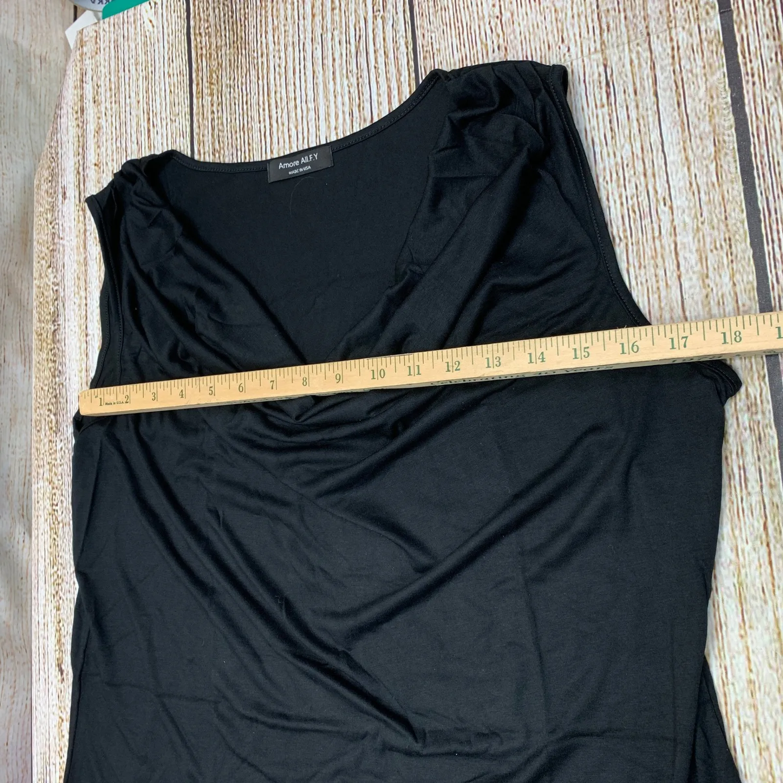 AMORE ALLFY Womens Ruched Cowl Neck Sleeveless Stretch Tank Top‎ Black 2X Size XXL - Image 4