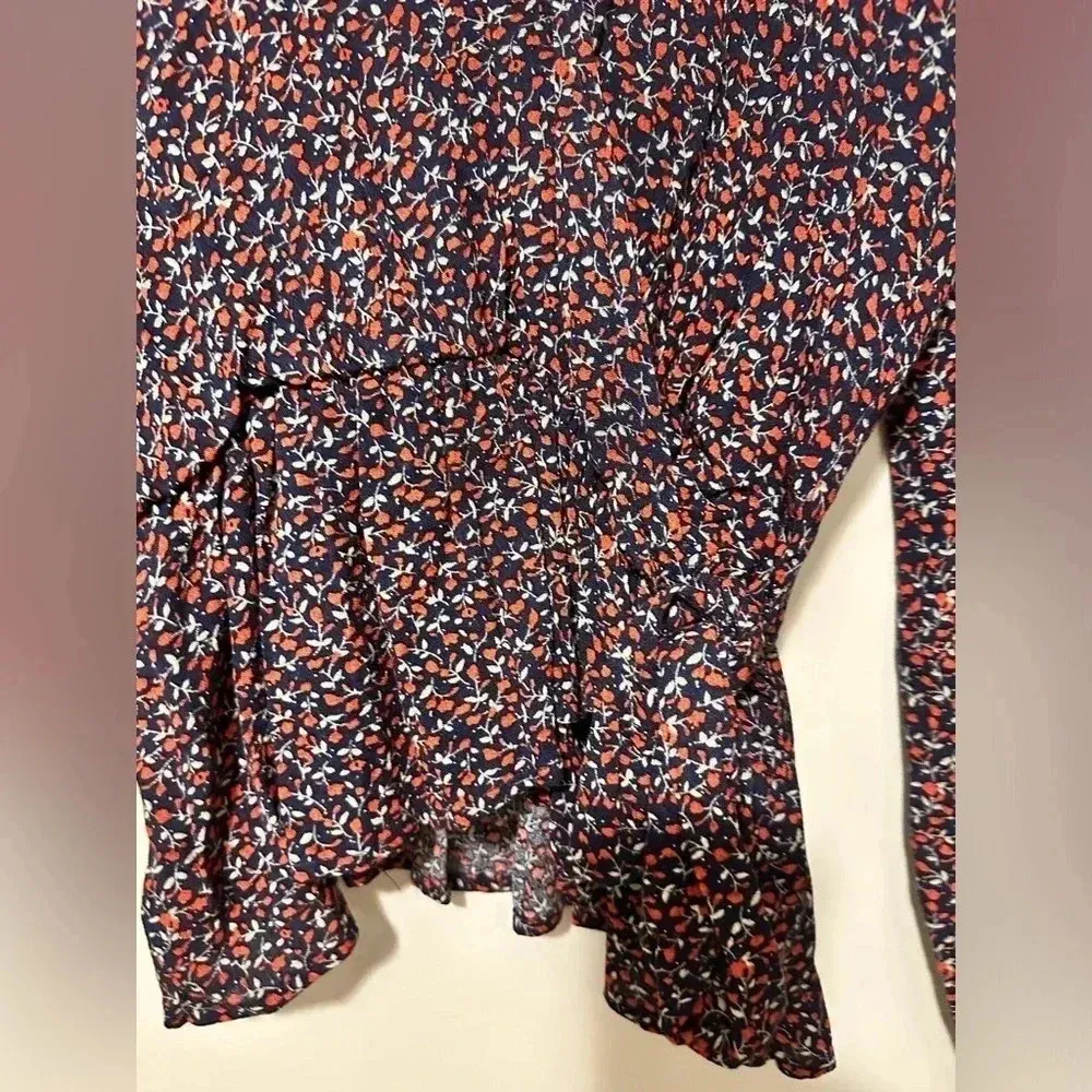 NWT Lazy Sundays Welcome the Season top long sleeve cinch waist navy size M - Image 3