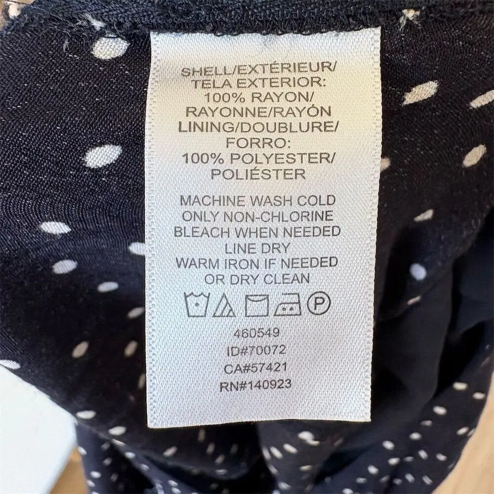 LOFT Women's 3/4 Sleeve Polka Dot Faux Wrap Romper Size 4 Navy Blue - Image 7
