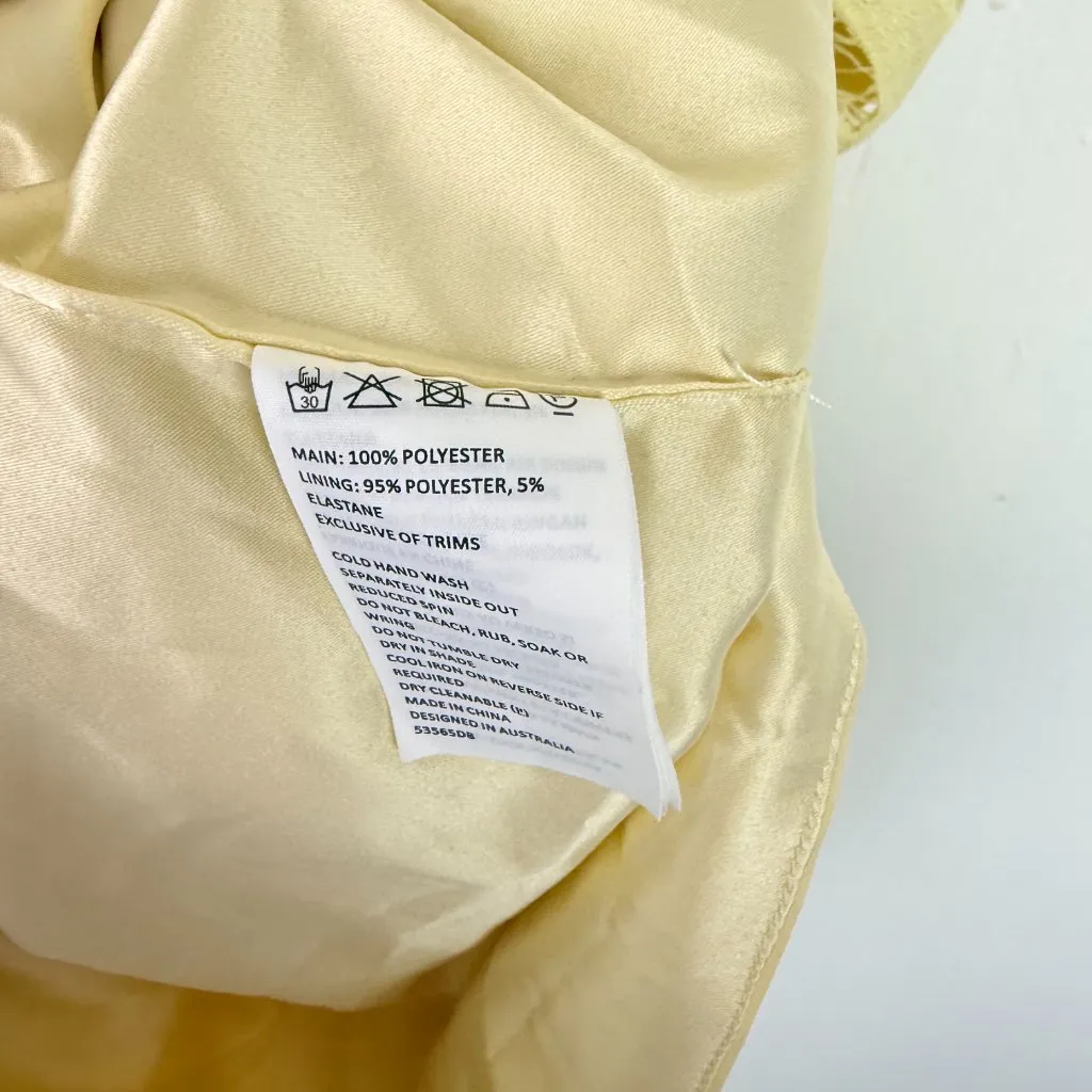 Bardot Lina Lace Sheath Dress Sleeveless Yellow Size 6 Small S EUC - Image 8