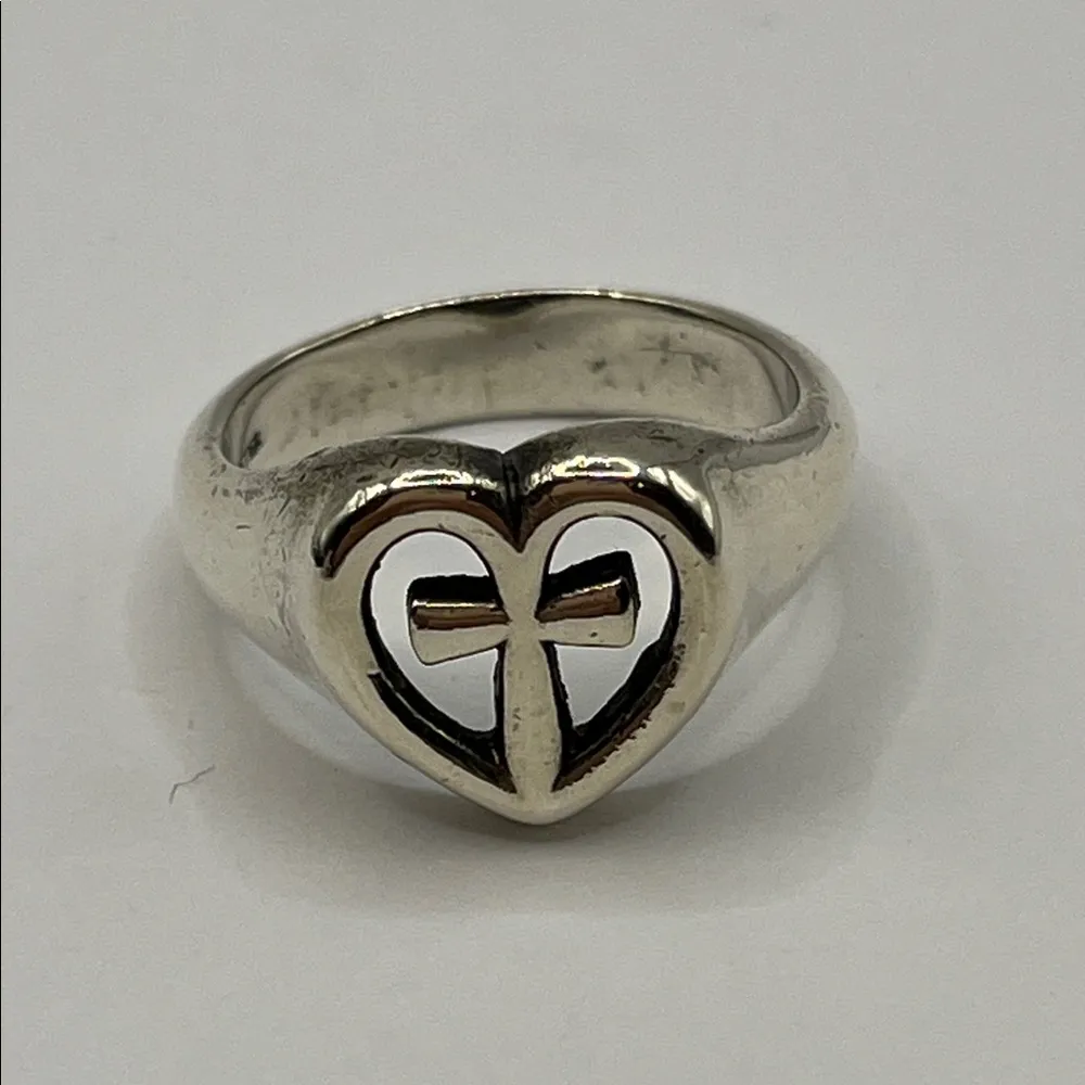 Retired James Avery Ring Eternal Love Heart Cross Sterling Silver 925 Size 8 - Image 15