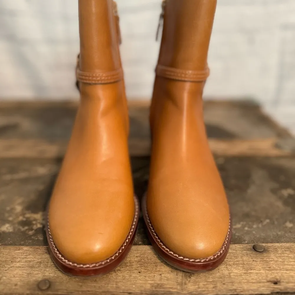 New Tory Burch Miller brown Leather Bootie 45MM Heel Zip Up Shoes Size 7 - Image 3