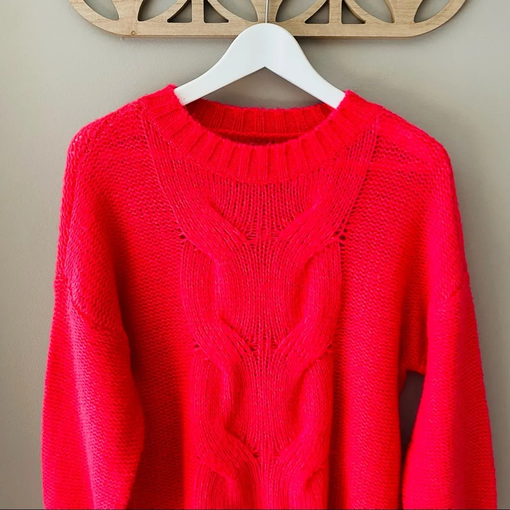 aerie Oversized Knit Pullover Sweater Pink Sz XS - Image 2