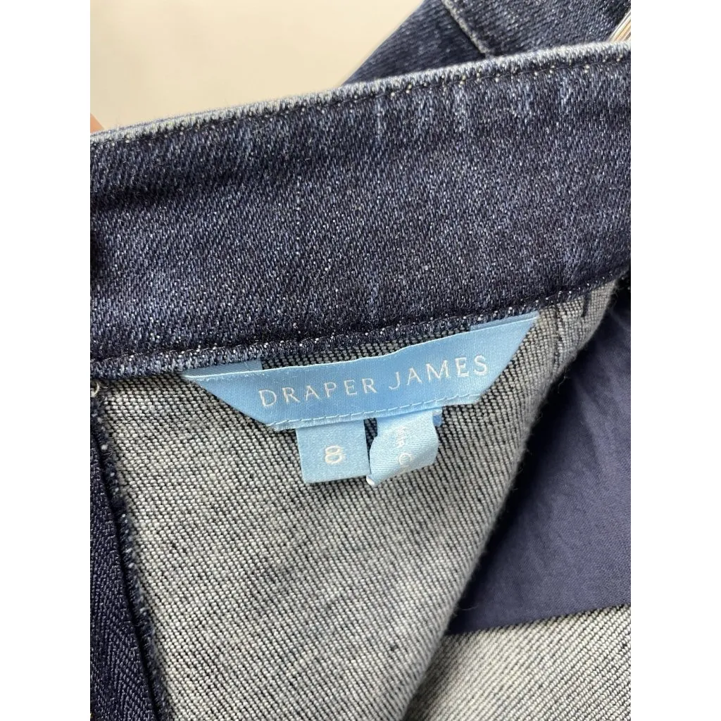 Draper James Skirt Womens 8 Blue Dark Jean‎ Denim Mini Scalloped Hem Y2K Girly - Image 5