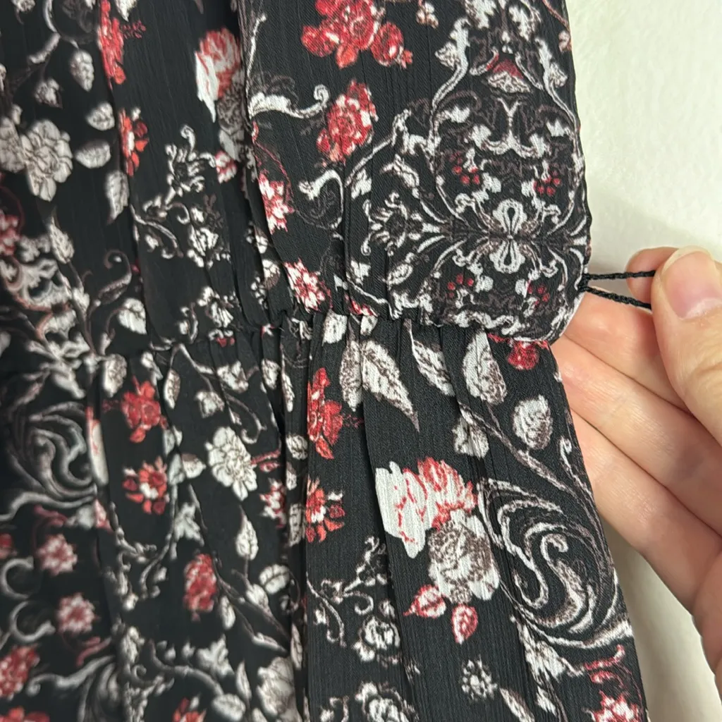 Knox Rose Boho Chic Black Floral Sleeveless High Low Midi Ruffled Hem Dress XS - Image 10