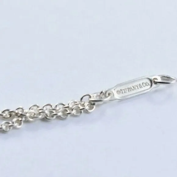 Tiffany & Co. Blue Enamel Infinity Bracelet Double Chain Sterling Silver 6” Rare - Image 5