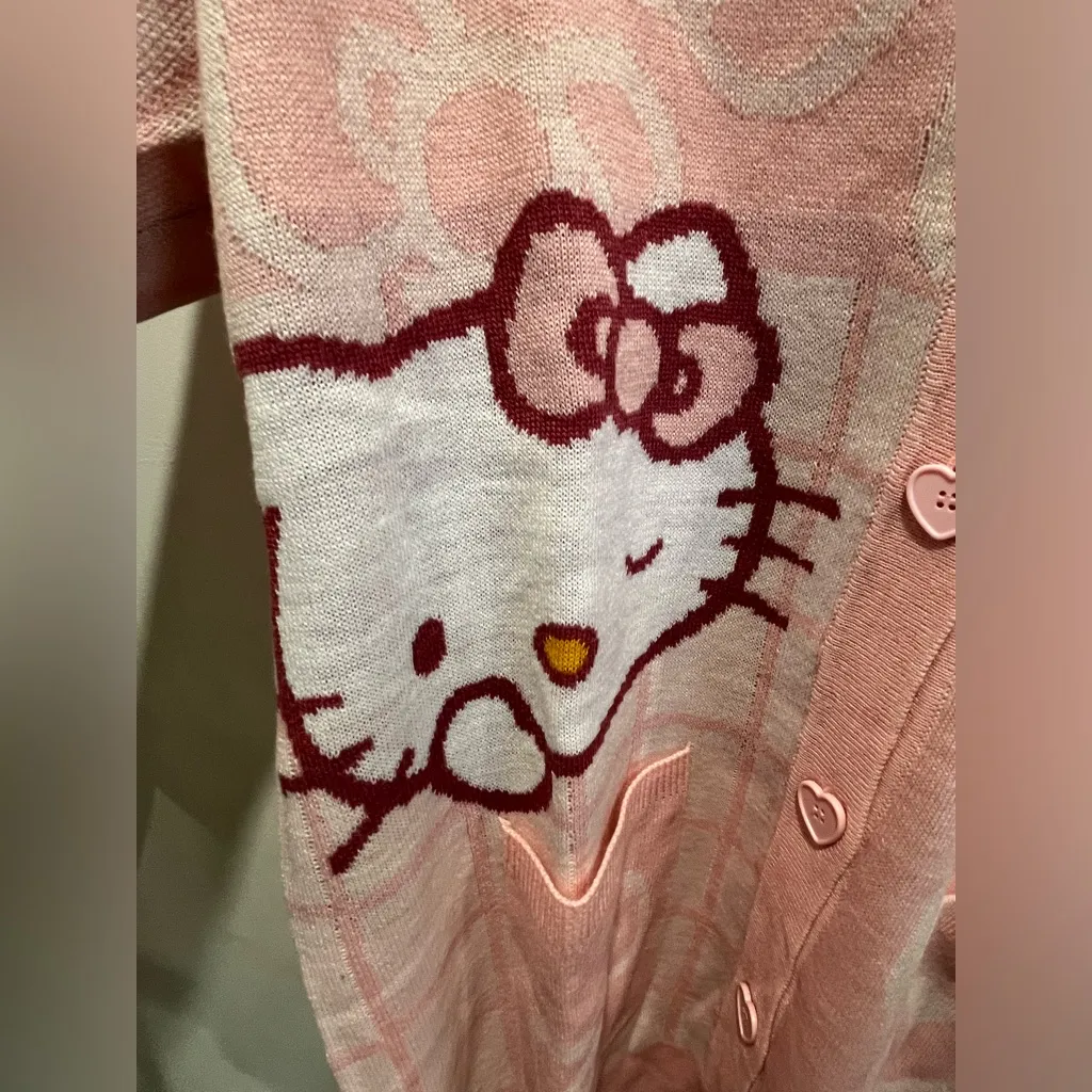Sanrio Hello Kitty Pink Grid Cardigan - Image 5