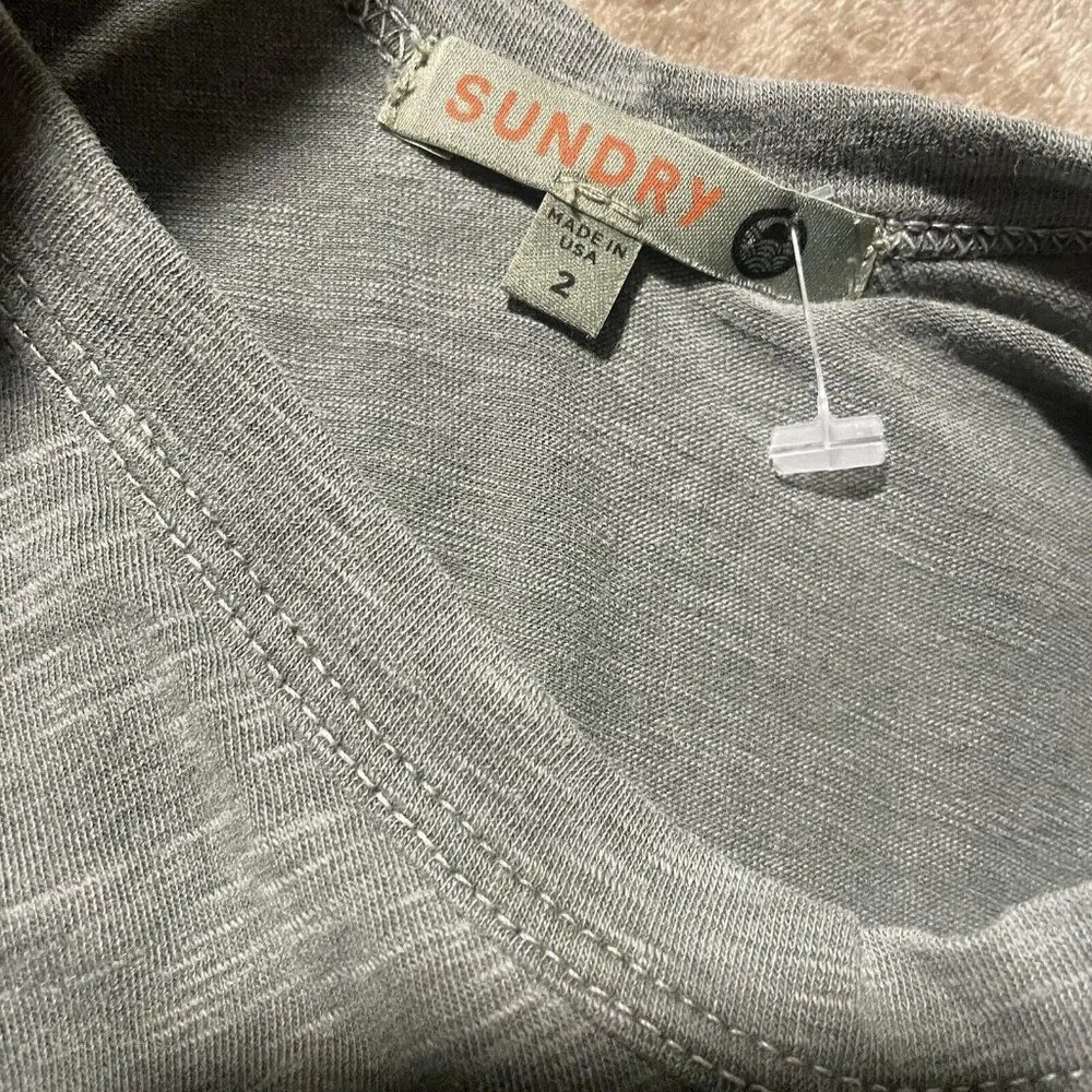 Revolve Sundry Dress Sz 2 S Sleeveless U Neck Olive Green Ruched Side Cinched US - Image 4