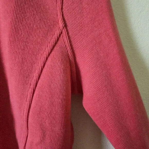 Orvis Pullover Quarter Zip Coral Pink Floral Collar Long Sleeve Top Small - Image 3