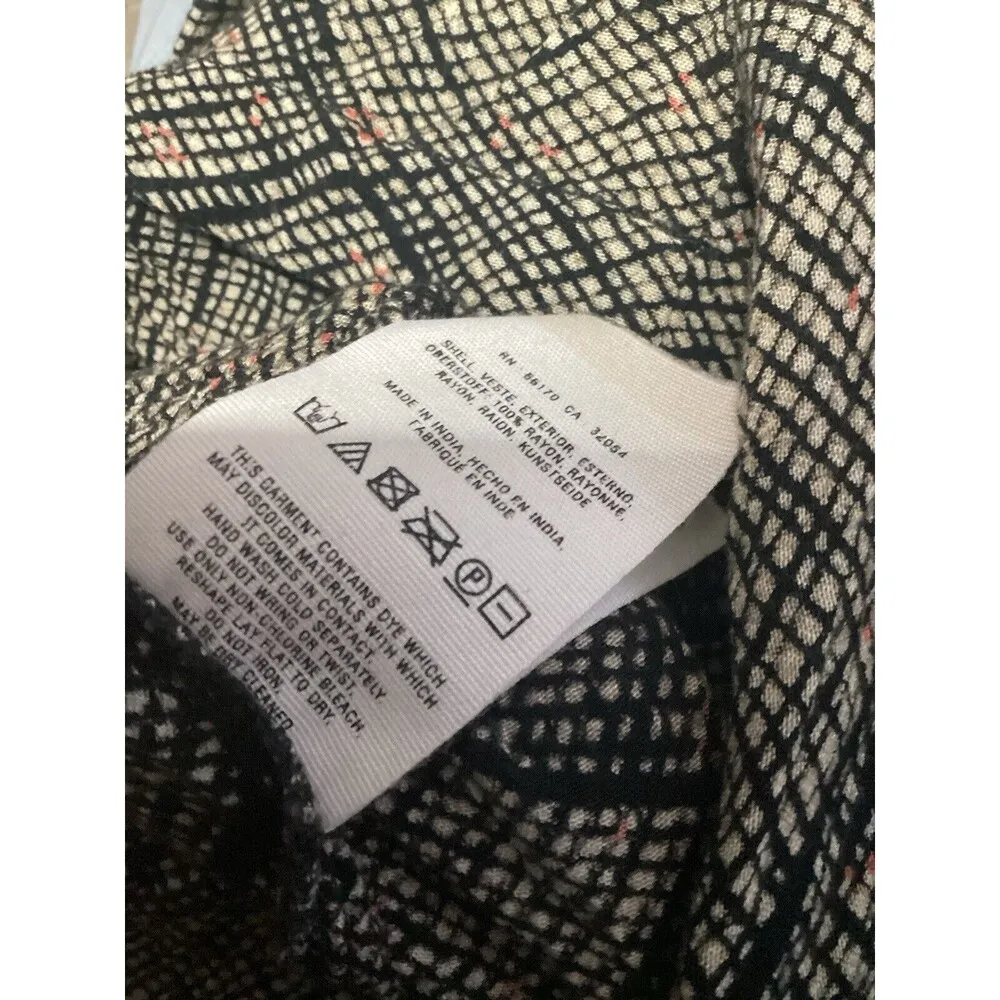 Anthropologie Hei Hei Nova Romper Button Front Tan Black Gauze Rayon - Image 9