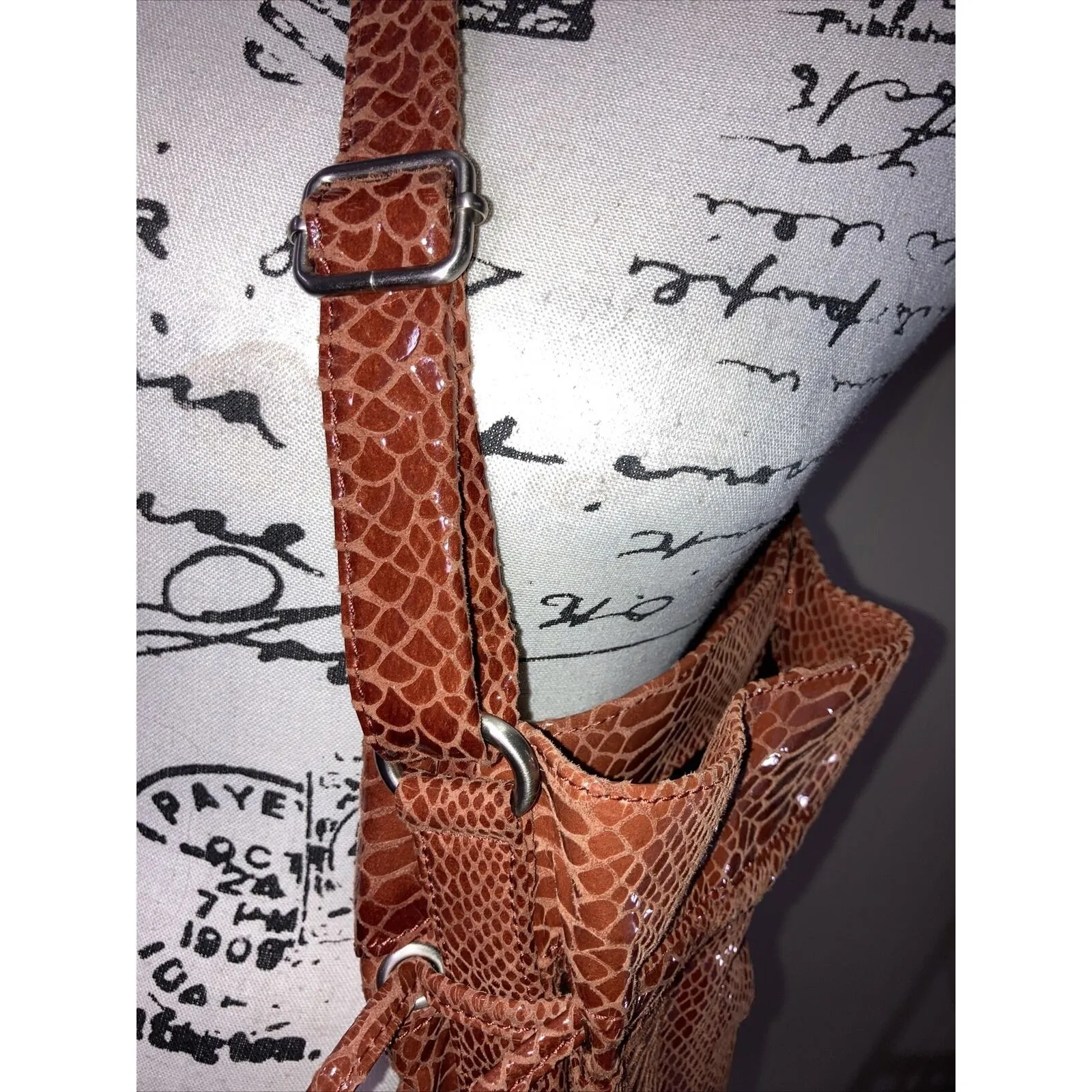 PERLINA Snake Print Brown Leather Shoulder Hobo Tote CrossBody Purse NWOTS - Image 7