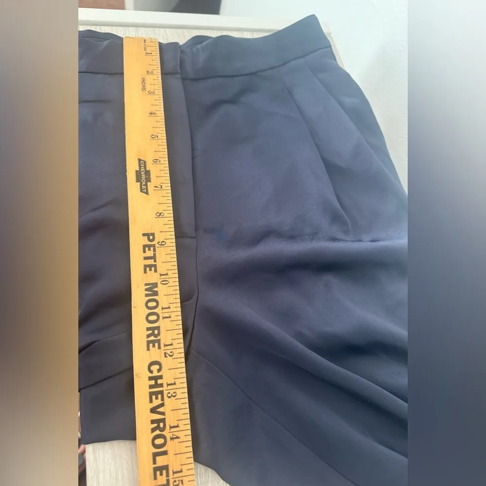 Babaton Aritzia Navy Satin Dress Pants Straight Leg Pleated Office Party Sz 8 - Image 9